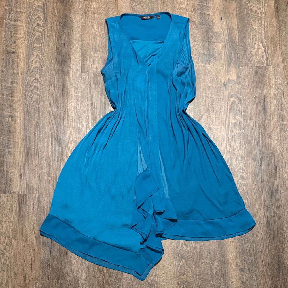 Simply Vera Vera Wang Teal Ruffle Hem Sleeveless Dress Size Small